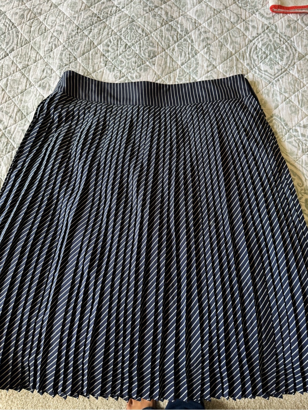 The Limited Navy and White Pleated Skirt